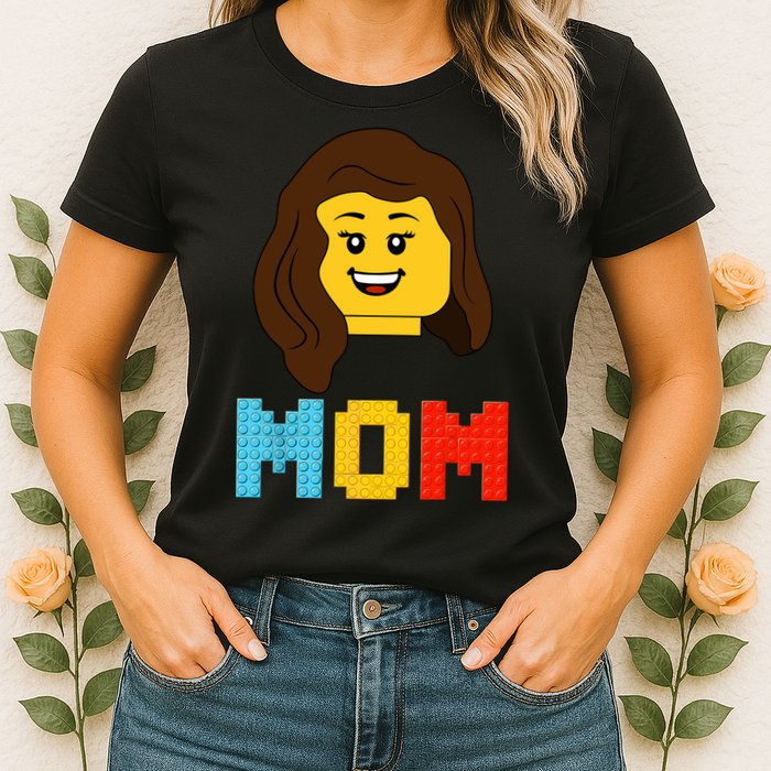 Mom Master Builder Building Bricks Blocks Matching Family Womens T-Shirt