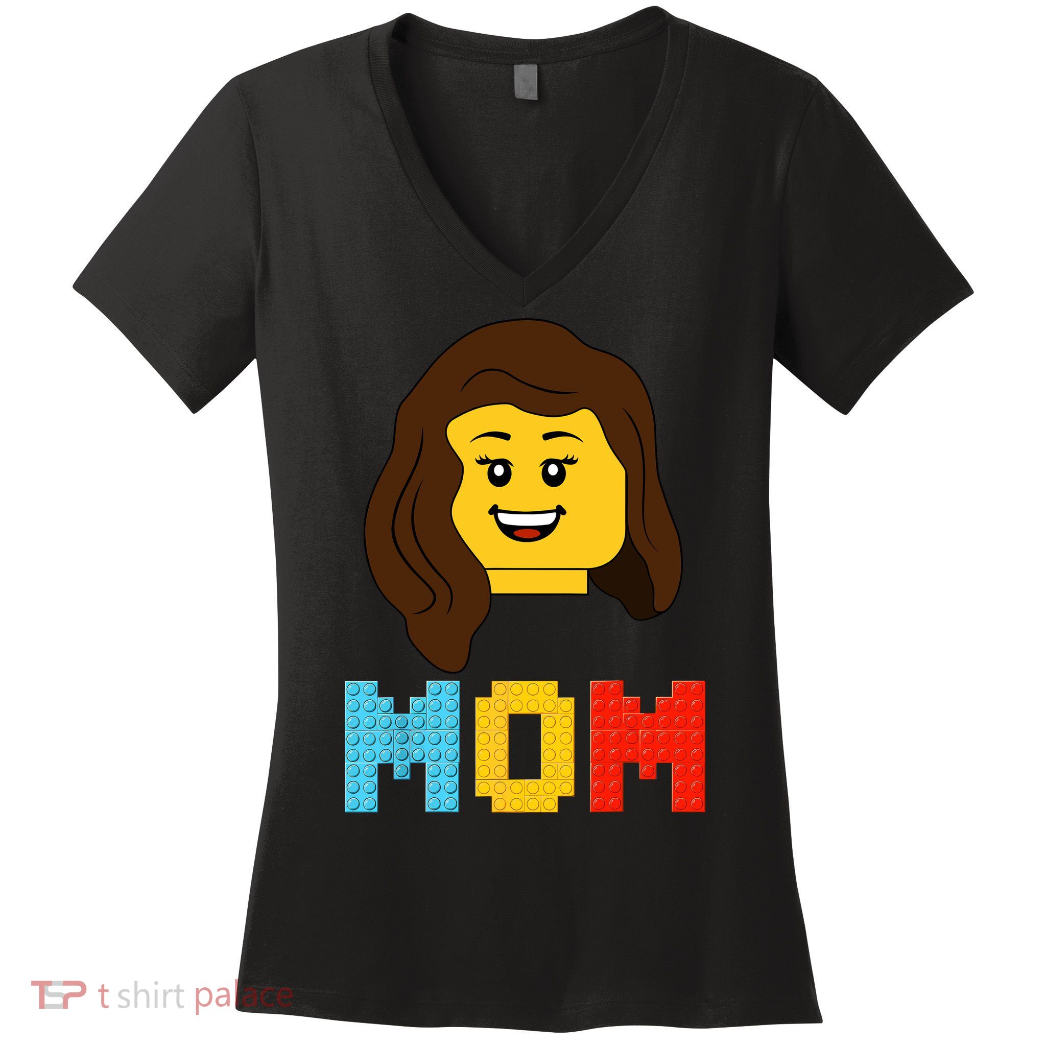 Mom Master Builder Building Bricks Blocks Matching Family Women's V-Neck T-Shirt
