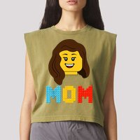 Mom Master Builder Building Bricks Blocks Matching Family Garment-Dyed Women's Muscle Tee