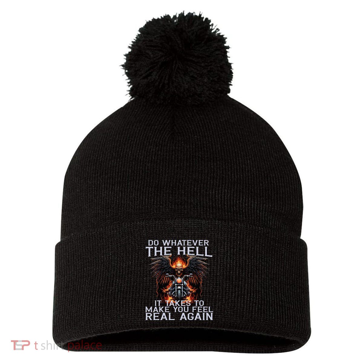 Motorbike Motorcyclist Biker Chopper Bike Motorcycles Pom Pom 12in Knit Beanie