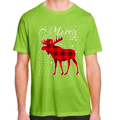 Merry Moose Buffalo Red Plaid Funny Couples Christmas Pajama Gift Adult ChromaSoft Performance T-Shirt