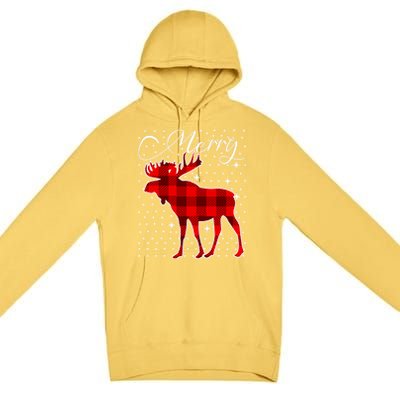 Merry Moose Buffalo Red Plaid Funny Couples Christmas Pajama Gift Premium Pullover Hoodie