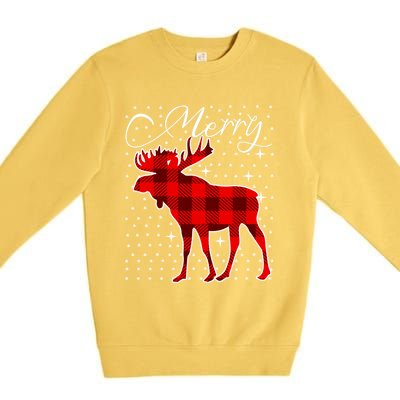 Merry Moose Buffalo Red Plaid Funny Couples Christmas Pajama Gift Premium Crewneck Sweatshirt