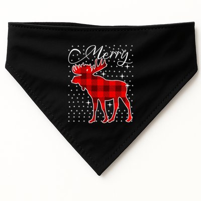 Merry Moose Buffalo Red Plaid Funny Couples Christmas Pajama Gift USA-Made Doggie Bandana