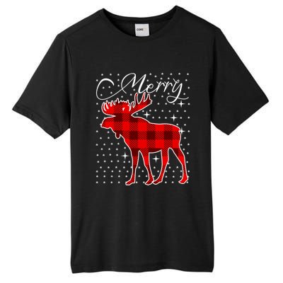 Merry Moose Buffalo Red Plaid Funny Couples Christmas Pajama Gift Tall Fusion ChromaSoft Performance T-Shirt