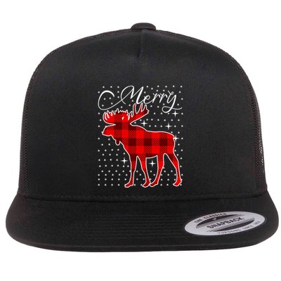 Merry Moose Buffalo Red Plaid Funny Couples Christmas Pajama Gift Flatbill Hat