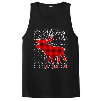 Merry Moose Buffalo Red Plaid Funny Couples Christmas Pajama Gift PosiCharge Competitor Tank