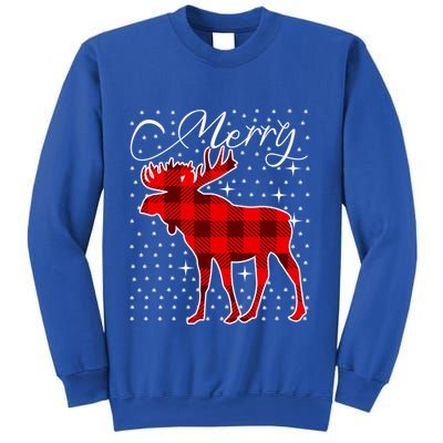 Merry Moose Buffalo Red Plaid Funny Couples Christmas Pajama Gift Sweatshirt