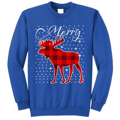 Merry Moose Buffalo Red Plaid Funny Couples Christmas Pajama Gift Sweatshirt