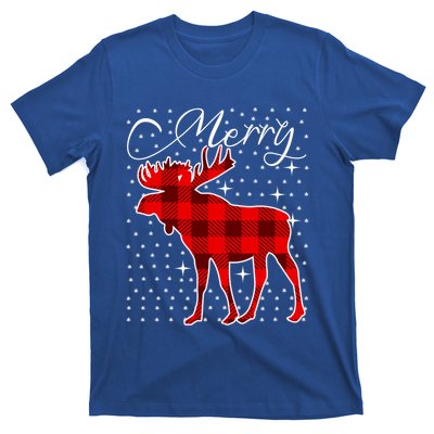 Merry Moose Buffalo Red Plaid Funny Couples Christmas Pajama Gift T-Shirt