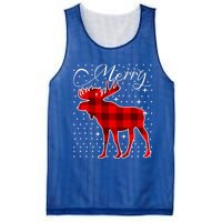 Merry Moose Buffalo Red Plaid Funny Couples Christmas Pajama Gift Mesh Reversible Basketball Jersey Tank