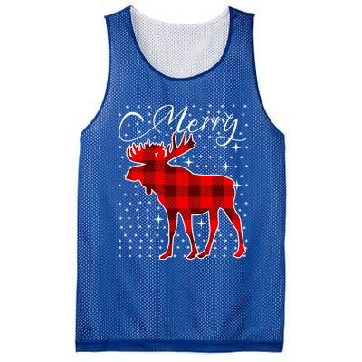 Merry Moose Buffalo Red Plaid Funny Couples Christmas Pajama Gift Mesh Reversible Basketball Jersey Tank