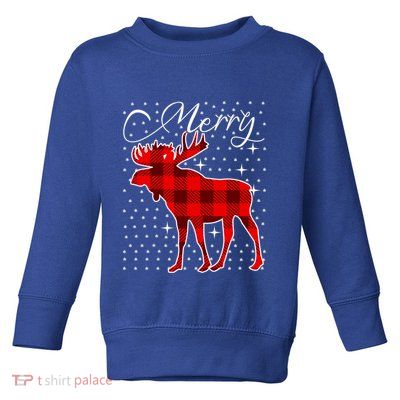 Merry Moose Buffalo Red Plaid Funny Couples Christmas Pajama Gift Toddler Sweatshirt