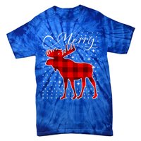 Merry Moose Buffalo Red Plaid Funny Couples Christmas Pajama Gift Tie-Dye T-Shirt