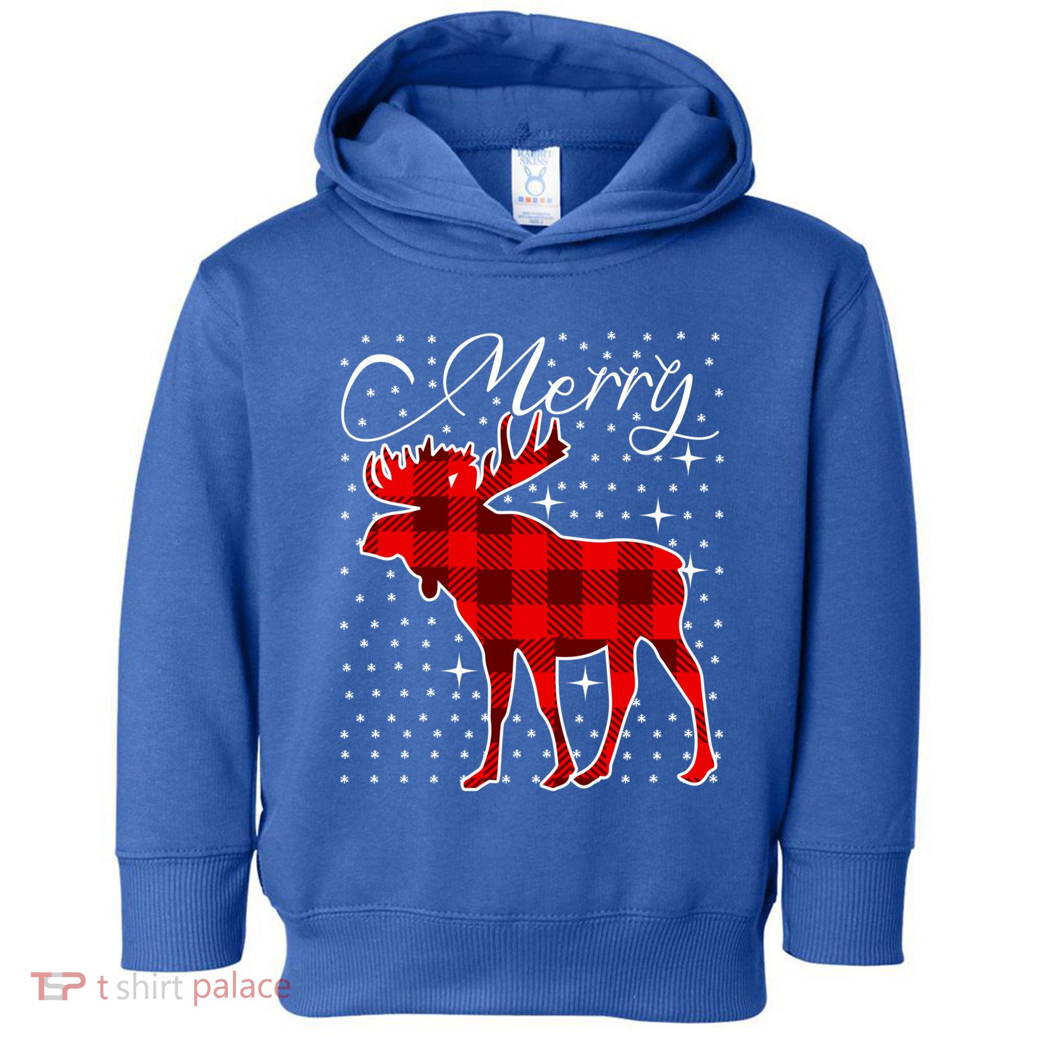 Merry Moose Buffalo Red Plaid Funny Couples Christmas Pajama Gift Toddler Hoodie