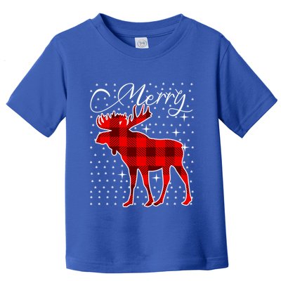Merry Moose Buffalo Red Plaid Funny Couples Christmas Pajama Gift Toddler T-Shirt