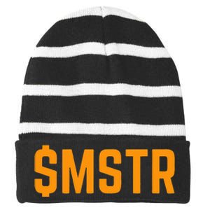 $Mstr Microstrategy Bitcoin Striped Beanie with Solid Band