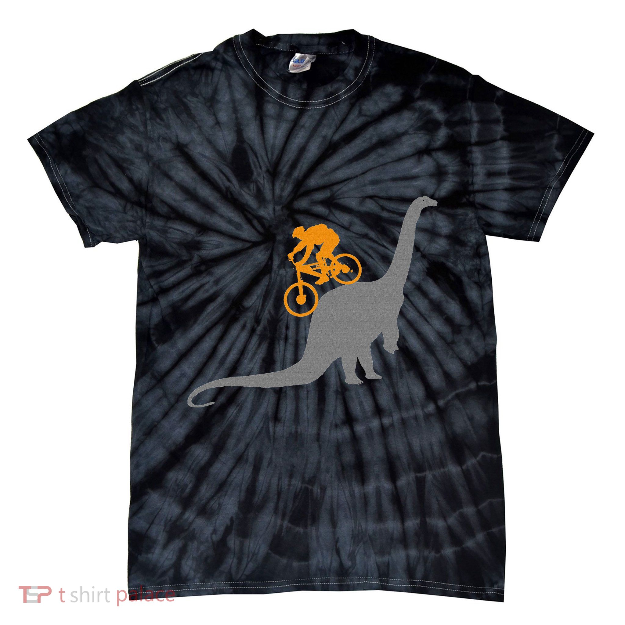 Mtb Mountain Bike Bicycle Sports Gifts Dinosaur Dino Bike Mountain Bicycle Sport Tie-Dye T-Shirt