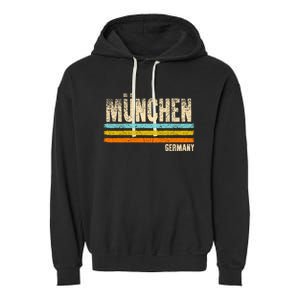 Munich MüNchen Bavaria Germany German Retro City Garment-Dyed Fleece Hoodie