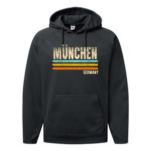 Munich MüNchen Bavaria Germany German Retro City Performance Fleece Hoodie