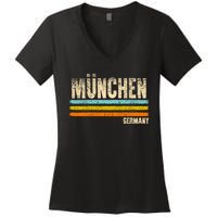 Munich MüNchen Bavaria Germany German Retro City Women's V-Neck T-Shirt