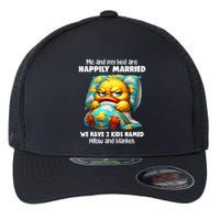 Me & My Bed Are Happily Married We Have 2  Named Pillow  Flexfit Unipanel Trucker Cap