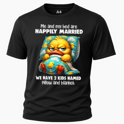 Me & My Bed Are Happily Married We Have 2  Named Pillow  Performance Shirt