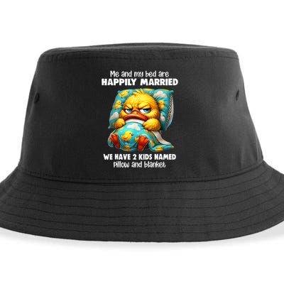 Me & My Bed Are Happily Married We Have 2  Named Pillow  Sustainable Bucket Hat