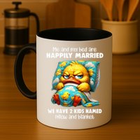 Me & My Bed Are Happily Married We Have 2  Named Pillow  Mug