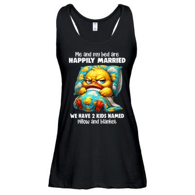 Me & My Bed Are Happily Married We Have 2  Named Pillow  Ladies Essential Flowy Tank