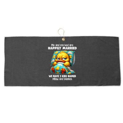 Me & My Bed Are Happily Married We Have 2  Named Pillow  Large Microfiber Waffle Golf Towel
