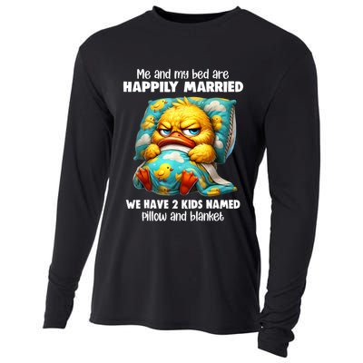 Me & My Bed Are Happily Married We Have 2  Named Pillow  Cooling Performance Long Sleeve Crew