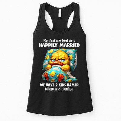 Me & My Bed Are Happily Married We Have 2  Named Pillow  Womens Tank Top