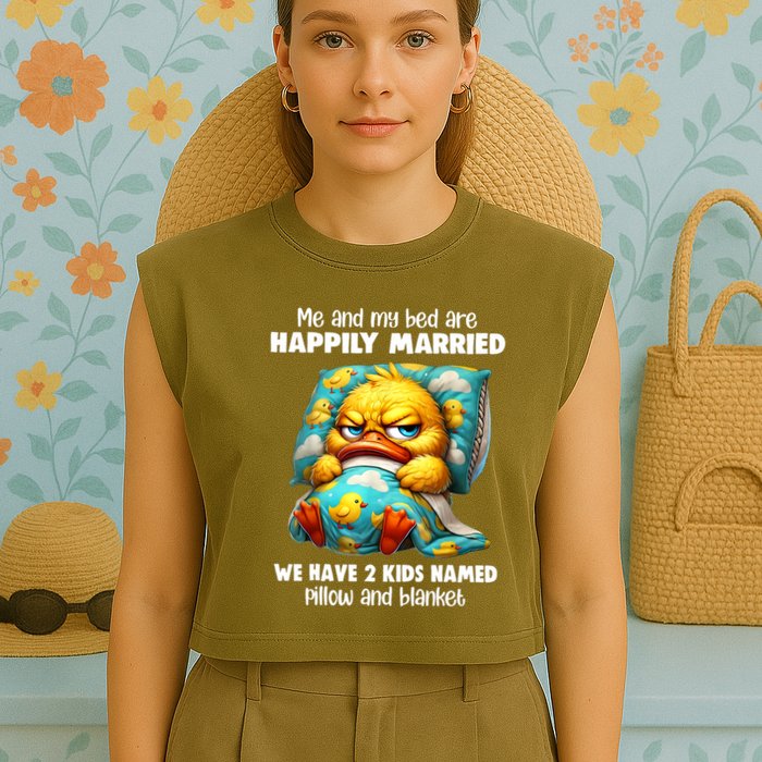 Me & My Bed Are Happily Married We Have 2  Named Pillow  Garment-Dyed Women's Muscle Tee