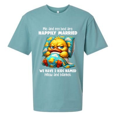 Me & My Bed Are Happily Married We Have 2  Named Pillow  Sueded Cloud Jersey T-Shirt