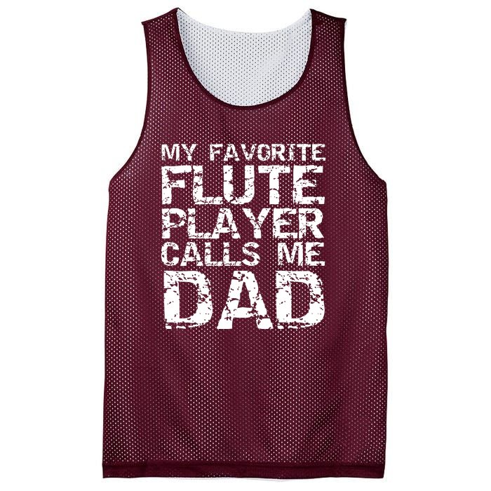 Men Marching Band Dad Gift My Favorite Flute Player Calls Me Dad Mesh Reversible Basketball Jersey Tank