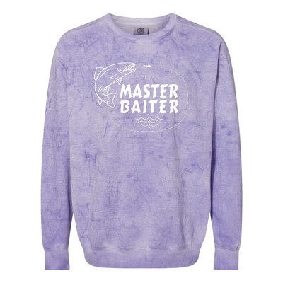 Mens Master Baiter Shirt Funny Fishing Fisherman Joke Dad Grandpa Colorblast Crewneck Sweatshirt