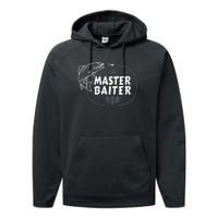 Mens Master Baiter Shirt Funny Fishing Fisherman Joke Dad Grandpa Performance Fleece Hoodie