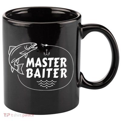 Mens Master Baiter Shirt Funny Fishing Fisherman Joke Dad Grandpa 11oz C Handle Ceramic Mug