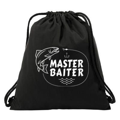 Mens Master Baiter Shirt Funny Fishing Fisherman Joke Dad Grandpa Drawstring Bag