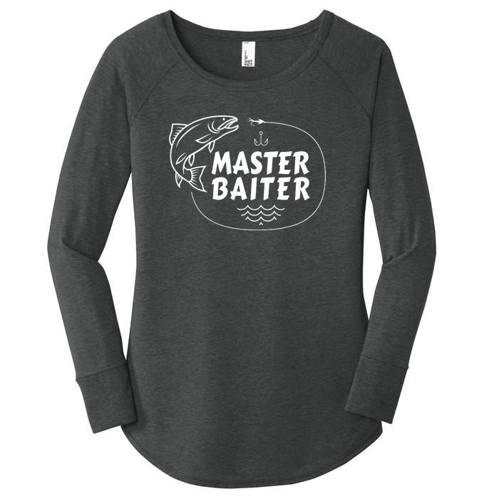 Mens Master Baiter Shirt Funny Fishing Fisherman Joke Dad Grandpa Women's Perfect Tri Tunic Long Sleeve Shirt