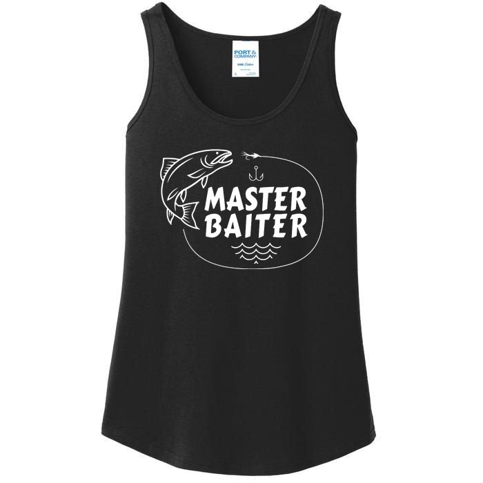 Mens Master Baiter Shirt Funny Fishing Fisherman Joke Dad Grandpa Ladies Essential Tank