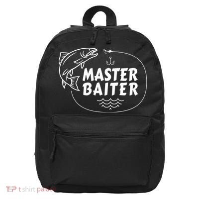 Mens Master Baiter Shirt Funny Fishing Fisherman Joke Dad Grandpa 16 in Basic Backpack