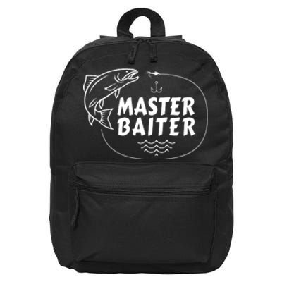 Mens Master Baiter Shirt Funny Fishing Fisherman Joke Dad Grandpa 16 in Basic Backpack