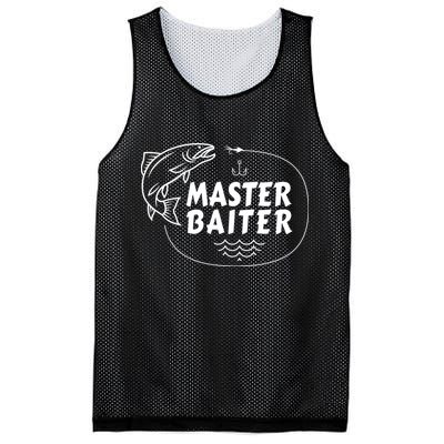 Mens Master Baiter Shirt Funny Fishing Fisherman Joke Dad Grandpa Mesh Reversible Basketball Jersey Tank