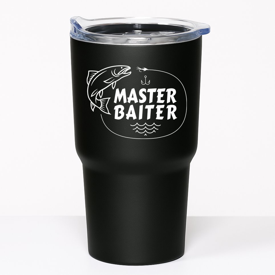 Mens Master Baiter Shirt Funny Fishing Fisherman Joke Dad Grandpa Tumbler