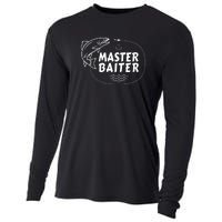 Mens Master Baiter Shirt Funny Fishing Fisherman Joke Dad Grandpa Cooling Performance Long Sleeve Crew