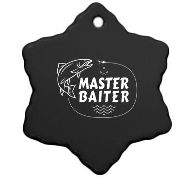 Mens Master Baiter Shirt Funny Fishing Fisherman Joke Dad Grandpa Ceramic Star Ornament