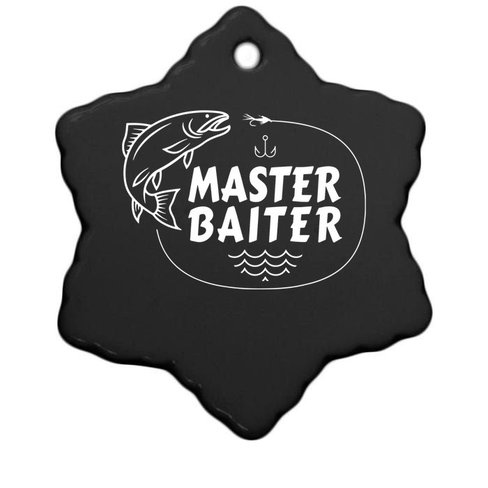 Mens Master Baiter Shirt Funny Fishing Fisherman Joke Dad Grandpa Ceramic Star Ornament