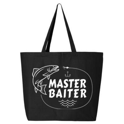 Mens Master Baiter Shirt Funny Fishing Fisherman Joke Dad Grandpa 25L Jumbo Tote